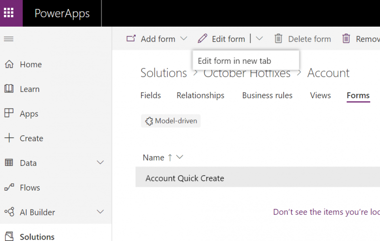 PowerApps Maker, Dynamics 365 Customer Engagement New Solution Designer